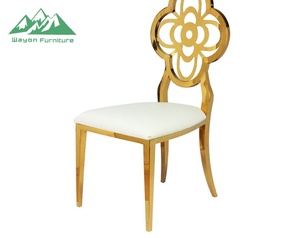 Ghế ăn bằng thép không gỉ mạ vàng cao cấp Wayon, ghế tiệc lưng tựa hoa mai châu Âu bọc da PU, bán buôn cho khách sạn - Product Image 5