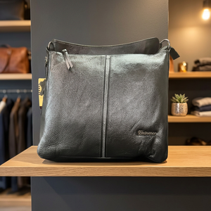 High Quality Women's Grey Genuine Leather Cross-Body Clutch Soft Zipper Closure Two Handles Waterproof Large Casual Handbags - Product Image 1