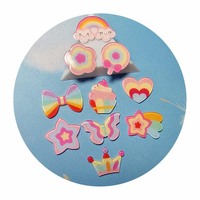 Breloques planaires en acrylique, motifs Fleur arc-en-ciel, Étoile, Sucette, Nœud, Couronne, en plaque de feuille d'acrylique pour embellissement de scrapbooking et loisirs créatifs pour enfants