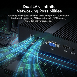 คอมพิวเตอร์อุตสาหกรรมแบบฝังตัว J1900 Quad Core 2 พอร์ต <span class=keywords><strong>LAN</strong></span> แบบไม่มีพัดลม มินิพีซี รองรับ Windows Linux ควบคุมระบบอัตโนมัติ Thin Client - Product Image 2
