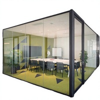 Cloison de bureau moderne pliable insonorisée en verre avec cadre en aluminium, cabine transparente pour l'école, la salle de sport et la salle de réunion