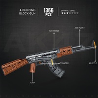 Reobrix 77005 Militer DIY AK47 Sniper Plastik Ramah Lingkungan Armas De Toys Pistol Pengisi Peluru Model Set Blok Bangunan