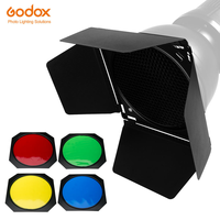 Kit de volets Godox BD-04 avec grille nid d'abeille et 4 filtres couleur pour flash de studio, éclairage vidéo et réflecteur standard