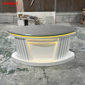 Console de réception moderne pour studio de télévision en Corian haut de gamme avec éclairage LED - Product Image 6
