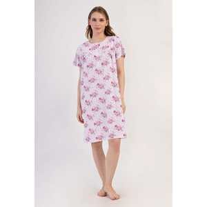 Camisón Floral para Mujer Talla Grande, Ropa de Dormir Informal, Tejido de Tela, Color A.Mavi - Product Image 1