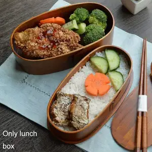 High Quality 2 Layer Sushi Bento Box Handmade Wooden Lunch Box Tableware