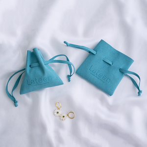 High Quality Necklace Bracelet <b>Watch</b> Gift Bag Custom Deboss LOGO Small Velvet Drawstring Jewelry Microfiber Pouches - Product Image 5