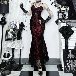 Z-5467 Abito Gotico con Blocchi di Colore, Nuovo Vestito Lungo Versatile e Sexy per Donna, Autunno - Product Image 3