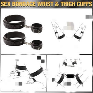 Kit de Bondage Sexual BDSM, Conjunto de Restricciones, Esposas Ajustables para Manos y Tobillos, Correas para Muslos, Correa Cruzada para Cintura, Juguete para Juegos SM para Parejas - Product Image 5