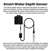 Capteur de profondeur d'eau Atech 16 pieds (5 mètres) pour extérieur, en matériau PC, précision de 0,5 %, sans fil, submersible, compatible Wi-Fi