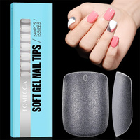 AILLSA OEM 240 Uds. 15 Tamaños Puntas de Uñas Cuadradas Extra Cortas Tipo Ataúd, Acabado Mate Completo, Cobertura Total, Puntas de Gel Suave para Diseño de Uñas en Salón