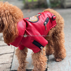 OEM Wholesale Eco-Friendly PU Leather Waterproof Luxury Dog Winter Jacket Animal Print Fashion Motorcycle Coat Pet <b>Clothes</b> - Product Image 3