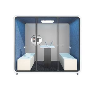 Cabina <span class=keywords><strong>de</strong></span> oficina modular portátil grande prefabricada, cabina <span class=keywords><strong>de</strong></span> reuniones reductora <span class=keywords><strong>de</strong></span> ruido para interiores con absorción <span class=keywords><strong>de</strong></span> sonido para espacios <span class=keywords><strong>de</strong></span> trabajo ocupados - Product Image 4