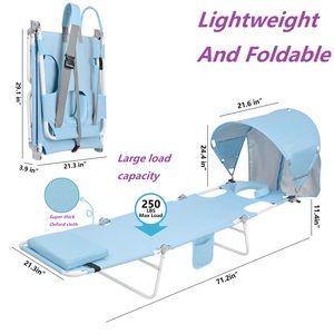 Tumbonas de playa personalizadas Tumbonas de ocio de aluminio portátiles al aire libre <span class=keywords><strong>con</strong></span> <span class=keywords><strong>toldo</strong></span> Silla de playa ajustable - Product Image 2