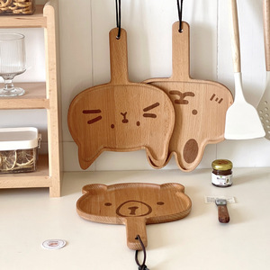 ถาดไม้บีชลายสัตว์น่ารัก จานพิซซ่า ถาดเสิร์ฟไม้ ของใช้บนโต๊ะอาหาร ของขวัญสำหรับกาแฟ ชา - Product Image 1