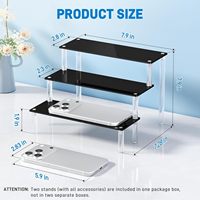 Lot de 2 présentoirs à 3 niveaux en acrylique, organiseur de parfums et cupcakes, plateau à desserts, décorations de fête, support de présentation noir pour bureau