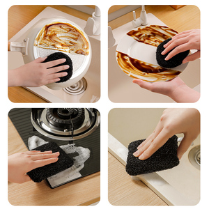 Siyah ölçekli temizlik bezi Scrubber ped ev ağır ovma temizleyici süngerleri ovma pedi mutfak için - Product Image 4
