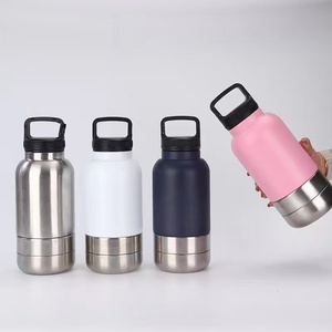 Botella de agua deportiva portátil de acero inoxidable con aislamiento al vacío, doble compartimento, impermeable, con asa para exteriores, diseño sólido, para perros - Product Image 2