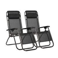 Fauteuil inclinable à bascule pour personnes âgées avec repose-pieds pliable, noir, grand format, chaise de camping à gravité zéro, repose-jambes portable et confortable