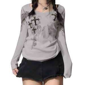 Camiseta estética Y2K Retro Fairy Grunge para mujer, manga larga, tejido de poliéster, estilo informal para la temporada de verano para otoño - Product Image 2