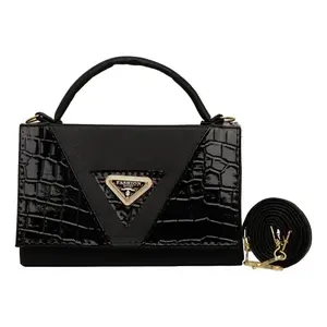 Sac à bandoulière vintage noir Fana Bonita Lourdes, motif crocodile, imperméable, sac à bandoulière pour femme, hiver - Product Image 1