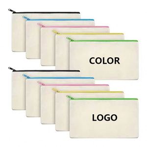 Eco-Friendly Fashionable Cotton Canvas Cosmetic Zipper Bag With Custom Logo and <b>Plain</b> Design for Gifts - Product Image 1