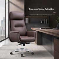Chaise de bureau de direction en cuir PU de luxe, ergonomique, réglage multi-niveaux, vérin à gaz certifié, roulettes silencieuses, base en acier monobloc