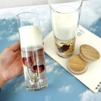 Benutzer definierte hohe Glas Soja Wachs trockene Blumen Gelee Duft kerze im Geschenkset für Hochzeiten Weihnachts feiern Geschenk