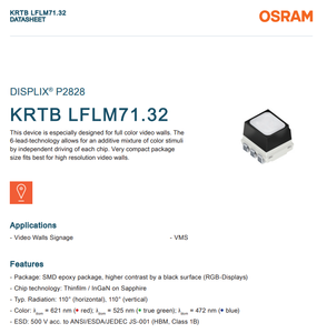 Puces LED SMD RGB OSRAM KRTBLFLM71.32 originales, haute luminosité, perles LED 2828 pour écran LED extérieur - Product Image 2