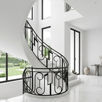Rampe d'escalier intérieure en fer forgé galvanisé, motif floral vintage, pour villa duplex