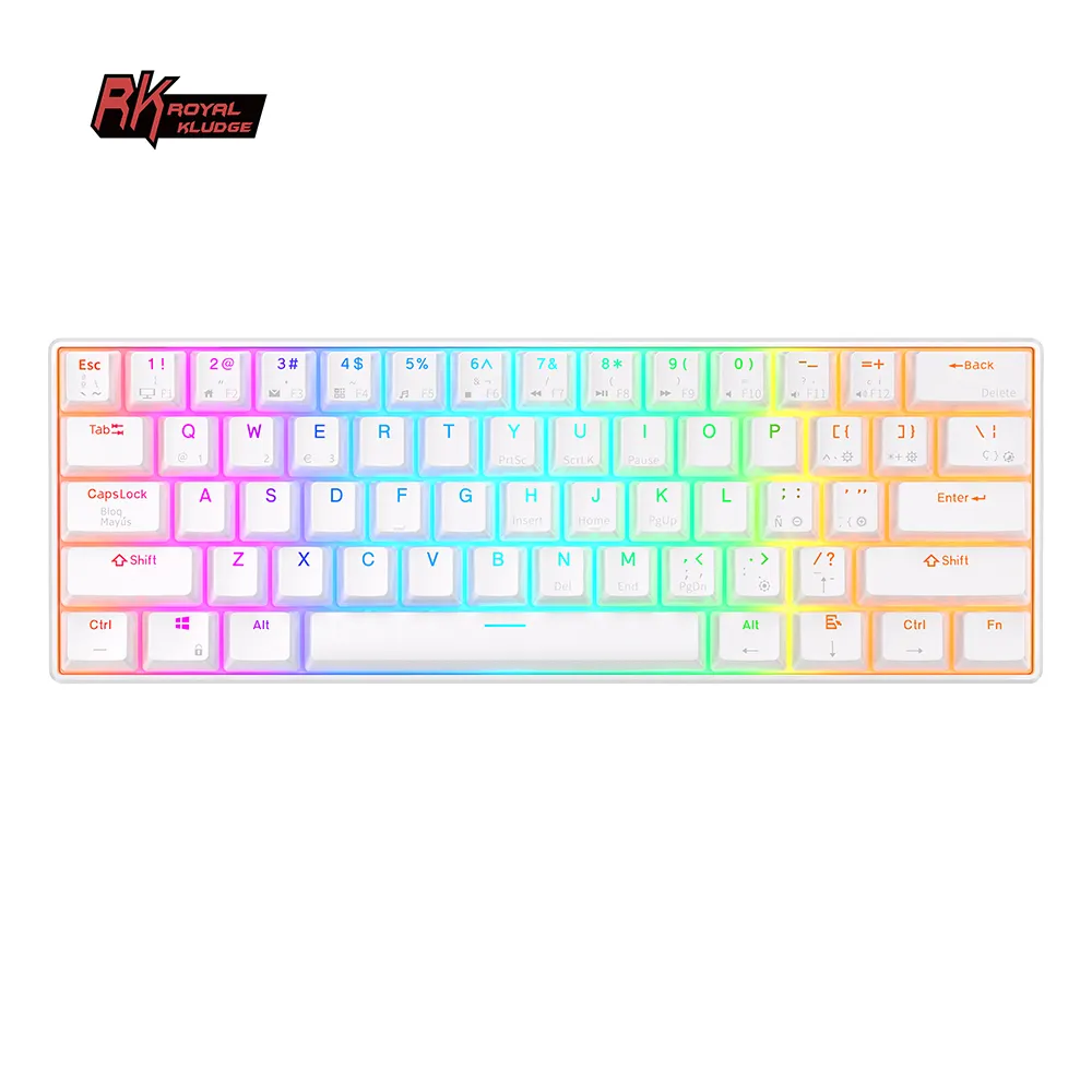 Royal Kludge teclado RK61 60 percent 60 % wireless white rgb gaming backlit keyboard teclas mechanical RK 61 60% keyboards