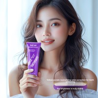 Crème dentaire chimique violette, blanchiment des dents, saveur menthe, élimine la mauvaise haleine, usage domestique, taille standard pour adultes, fabriqué en Chine