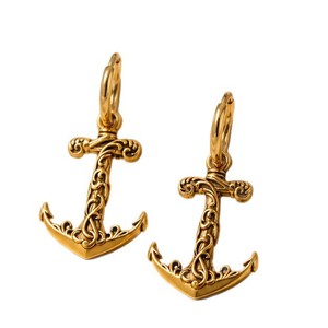 Pendientes de Ancla de Acero Inoxidable Chapados en Oro, Estilo Punk para Hombre, Joyería Hip Hop Urbana, Collares con Colgante de Diseño Geométrico a la Moda - Product Image 5