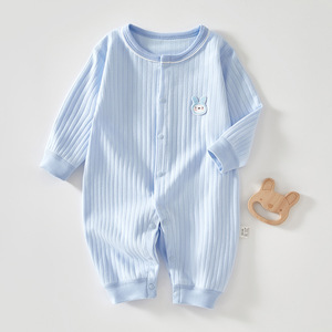 Combinaison d'été fine et mignonne pour bébés, unisexe, à manches longues, avec dos en maille respirante, pour nouveau-nés, motif dessin animé, en soie écologique - Product Image 1