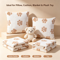 Tissu en flanelle 100 % polyester 230 GSM résistant à l'abrasion, imprimé à motif de patte de chien, pour textile de maison lourd - En stock