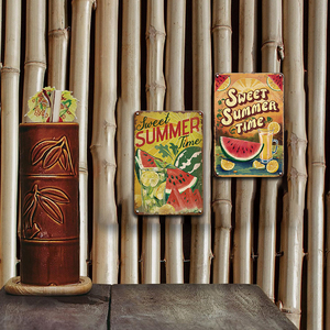Letrero Metálico Retro <span class=keywords><strong>de</strong></span> Verano con Diseño <span class=keywords><strong>de</strong></span> Sandía y Limón, Decoración <span class=keywords><strong>de</strong></span> Pared con Frutas para Cafetería, Bar, Piscina, Patio, Hogar - Product Image 3