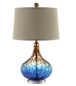 Lámpara de Mesa de Vidrio Sólido con Pantalla de Tela Azul para el Mercado de EE. UU., Reino Unido y Medio Oriente - Product Image 6