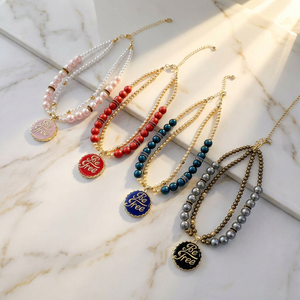 Collier de luxe pour chien en perles, élégant collier double couche pour animaux de compagnie, bijou avec pendentif en émail, ras-de-cou pour mariage et fête, pour petits chiens et chats, avec <span class=keywords><strong>lettre</strong></span> - Product Image 2