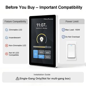 <span class=keywords><strong>Precio</strong></span> de Fábrica Interruptor Táctil Inteligente de <span class=keywords><strong>Pantalla</strong></span> Completa de 1 Canal con Dimmer, Compatible con WiFi y Zigbee, para <span class=keywords><strong>Alexa</strong></span> y Google Home, Ideal para Reventa - Product Image 5