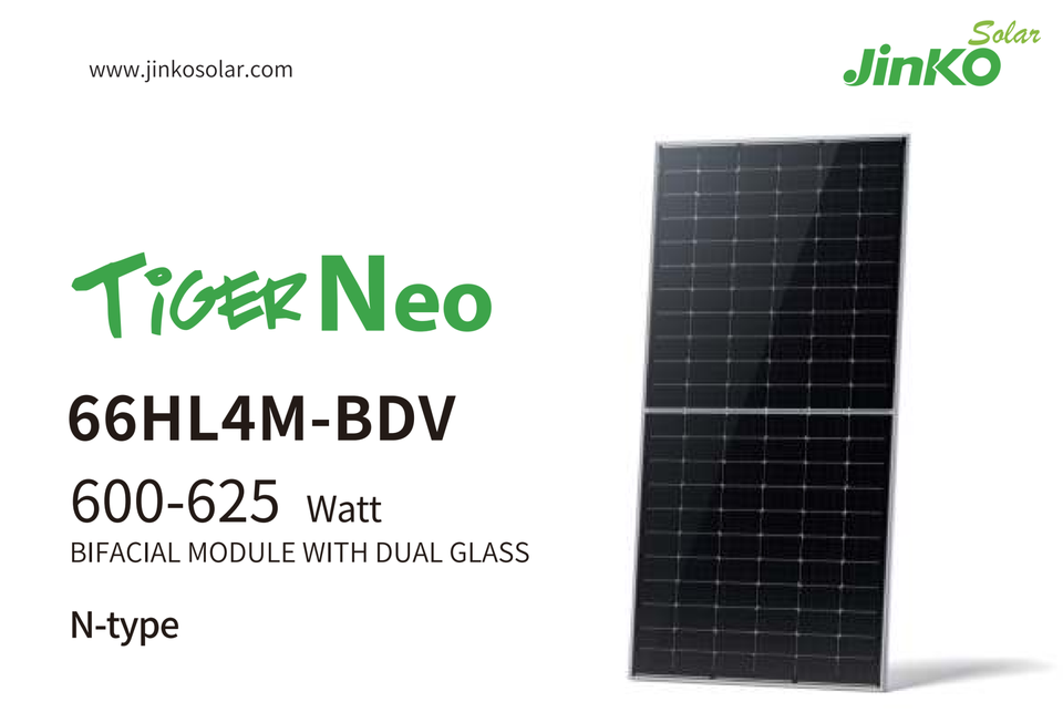 600W 610W 620W Bifacial Solar Panel Jinko N Type Double Glass PV Module ...