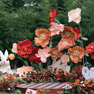 H-134 harga yang baik warna merah oranye ukuran besar bunga poppy untuk Valentine dekorasi acara latar belakang pernikahan - Product Image 1
