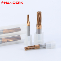 HANDERK, juego de fresas de extremo de rosca de carburo de tungsteno de 1/3/4 dientes personalizado, fresa de rosca Hrc55 para máquina herramienta CNC
