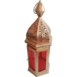 Fer suspendu hexagone noël décoratif bougeoirs lanterne nouveauté et créative en métal lanterne de table pour patio extérieur rouge - Product Image 2