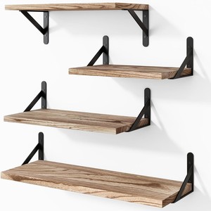Solid Wood <b>Wall</b> <b>Mounted</b> <b>Shelf</b> 3 Tier Rectangle Durable Multipurpose Storage Rack For Bedroom Living Room - Product Image 1