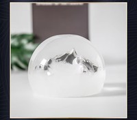 Baromètre en verre de tempête élégant en forme de montagne, prévision météo créative ovale de bureau avec effet de chute de bouteille, bougeoirs et pots