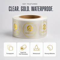 Étiquettes de parfum en feuille d'or transparente, logo personnalisé, autocollant imperméable en rouleau pour bouteille en verre, emballage cosmétique de luxe, branding