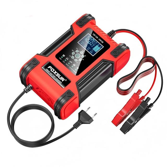 12V 12A Smart Car Battery Charger 24V Motorcycle Truck Boat Lithium LiFePO4 AGM GEL WET Lead Acid Maintainer & Desulfator