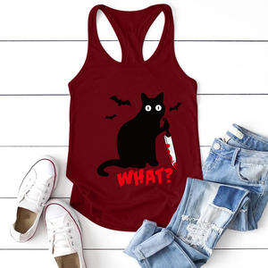 Chat quoi drôle impression débardeurs haut été mode graphique sans manches gilet Offre Spéciale Harajuku décontracté ample femmes débardeurs hauts - Product Image 4