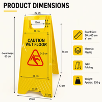 Panneau de signalisation jaune personnalisé avec logo 60x29cm ATTENTION SOL MOUILLE, en plastique, Pliant, Interdiction de stationnement, Panneau d'avertissement pour entrée de hall