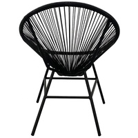 Chaise de jardin en rotin PE noir avec structure métallique empilable pour l'intérieur et l'extérieur, chaise de loisirs en rotin